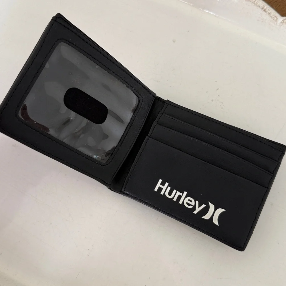 Hurley Bi-Fold Black and White Graphic Faux Leather Wallet